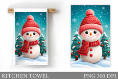 Snowman Kitchen Towel Design. Christmas Kitchen Towel Product Image 1