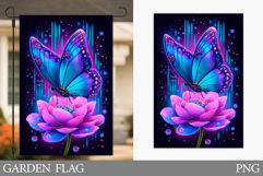 Butterfly Garden Flag Design. Flowers Garden Flag Product Image 1