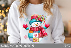Patchwork Snowman T-Shirt. Patchwork Snowman Sublimation Product Image 1