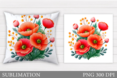 Flower Pillow Design. Floral Pillow Sublimation Product Image 1