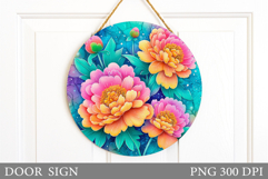 Flowers Door Sign Design. Floral Door Sign Sublimation Product Image 1