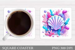 Jellyfish Coaster Sublimation. Seashell Coaster Design Product Image 1