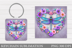 Dragonfly Keychain Design. Summer Keychain Sublimation Product Image 1