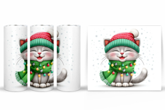 Christmas Cat Tumbler Design. Christmas Tumbler Sublimation Product Image 2