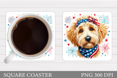 Patriotic Dog Coaster Design. Patriotic Coaster Sublimation Product Image 1