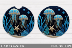 Jellyfish Car Coaster Design. Jellyfish Coaster Sublimation Product Image 1