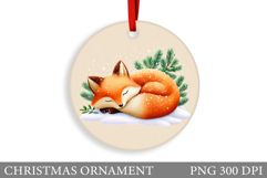 Cute Fox Christmas Ornament. Christmas Ornament Sublimation Product Image 1