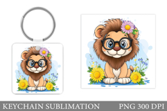 Cute Lion Keychain Design. Cute Lion Sublimation Product Image 1