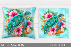 Sea Turtle Pillow Design. Sea Turtle Sublimation Product Image 1