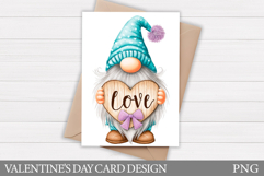 Valentines Gnome Card Printable. Valentines Card Design Product Image 1