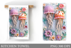 Jellyfish Kitchen Towel Design. Jellyfish Sublimation Product Image 1