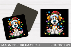 Christmas Dog Magnet Design. Christmas Magnet Sublimation Product Image 1