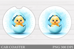 Easter Chick Car Coaster. Easter Car Coaster Sublimation Product Image 1
