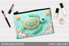 Turtle Cosmetics Bag Design. Sea Turtle Makeup Pouch Product Image 1
