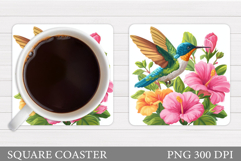 Hummingbird Square Coaster. Hummingbird Coaster Sublimation Product Image 1