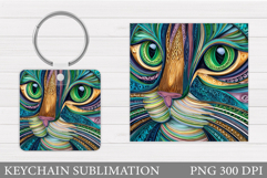 Cat Keychain Design. Cat Sublimation Product Image 1