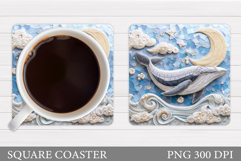 Whale Coaster Design. Whale Sublimation Product Image 1