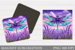 Dragonfly Magnet Design. Flowers Magnet Sublimation Product Image 1