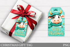 Christmas Cow Gift Tag Design. Christmas Gift Tag Printable Product Image 1