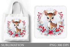 Christmas Deer Tote Bag. Christmas Tote Bag Sublimation Product Image 1