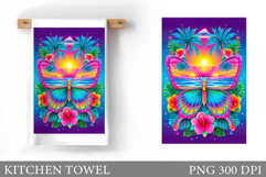 Butterfly Kitchen Towel. Sea Kitchen Towel Sublimation Product Image 1