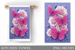Butterfly Kitchen Towel Design. Butterfly Sublimation Product Image 1