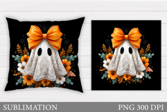 Halloween Ghost Pillow Design. Cute Ghost Sublimation Product Image 1