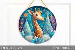 Christmas Giraffe Door Sign. Christmas Door Sign Sublimation Product Image 1