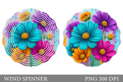 Flowers Wind Spinner Design. Floral Wind Spinner Sublimation Product Image 1