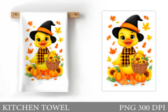 Fall Duck Kitchen Towel. Fall Kitchen Towel Sublimation Product Image 1