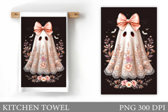 Cute Ghost Kitchen Towel. Halloween Kitchen Towel Design Product Image 1