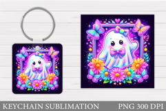 Halloween Ghost Keychain. Halloween Keychain Sublimation Product Image 1
