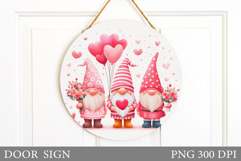 Valentines Gnome Door Sign. Valentines Door Sign Design Product Image 1