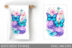 Butterflies Kitchen Towel. Butterflies Sublimation Product Image 1