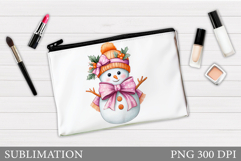 Snowman Cosmetics Bag. Christmas Makeup Bag Sublimation Product Image 1