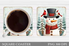 Cute Snowman Coaster Design. Christmas Coaster Sublimation Product Image 1