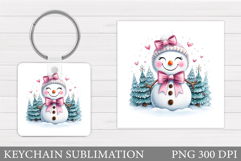 Cute Snowman Keychain Design. Christmas Keychain Sublimation Product Image 1