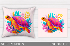 Sea Turtle Pillow Design. Sea Turtle Sublimation Product Image 1