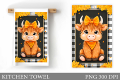Highland Cow Kitchen Towel. Fall Cow Kitchen Towel Design Product Image 1