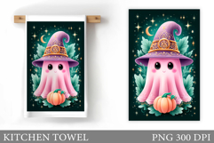 Cute Ghost Kitchen Towel. Halloween Kitchen Towel Design Product Image 1