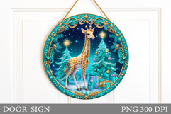 Christmas Giraffe Door Sign. Christmas Door Sign Sublimation Product Image 1