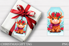 Christmas Gift Tag Design. Christmas Cow Gift Tag Printable Product Image 1