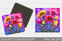 Flowers Magnet Sublimation. Floral Magnet Design Product Image 1