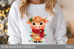 Christmas Cow T-Shirt Design. Christmas Cow Sublimation Product Image 1