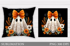 Cute Ghost Pillow Design. Cute Ghost Sublimation Product Image 1