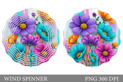 Floral Wind Spinner Sublimation. Flowers Wind Spinner Design Product Image 1