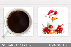 Christmas Duck Coaster. Christmas Coaster Sublimation Product Image 1