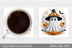 Cute Halloween Coaster Sublimation. Ghost Coaster Design Product Image 1