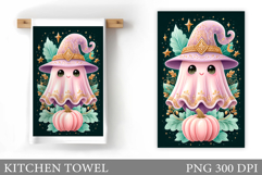 Cute Ghost Kitchen Towel. Halloween Kitchen Towel Design Product Image 1