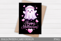 Cute Halloween Card Design. Halloween Ghost Card Printable Product Image 1